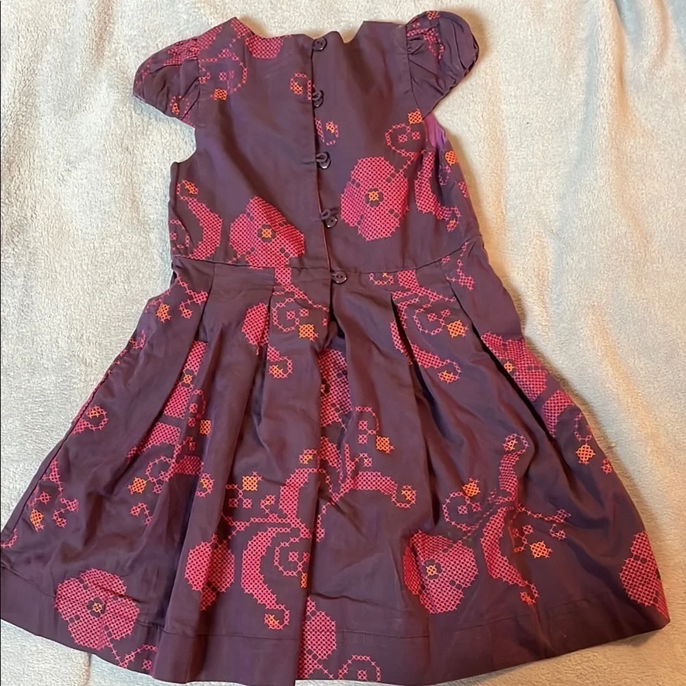 Purple Pleated A-Line Sundress with Puff Cap Sleeves